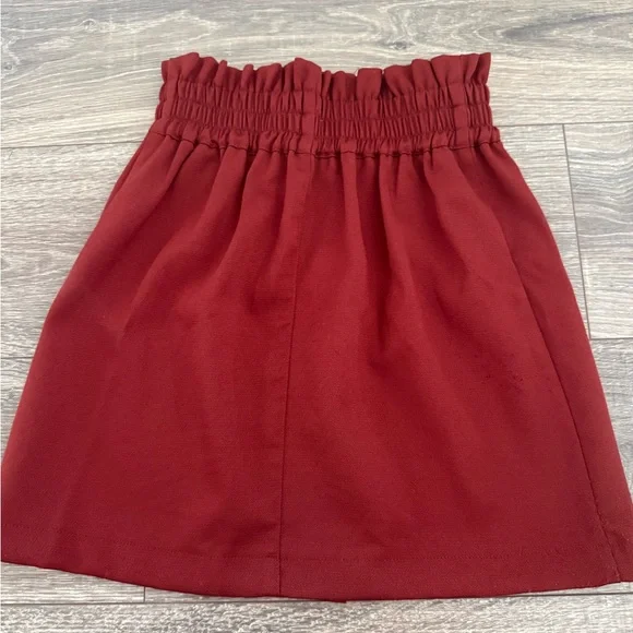 Rust Button Front Mini Skirt - Picture 5 of 7